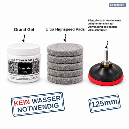 Granit Polierset Classic – Glanzerneuerung für Küchenarbeitsplatten & TischeMSR Steinpflege GmbH