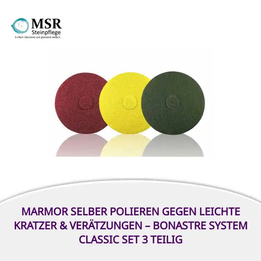Marmor selber polieren gegen leichte Kratzer & Verätzungen – Bonastre System Classic Set 3 teilig by@Outfy