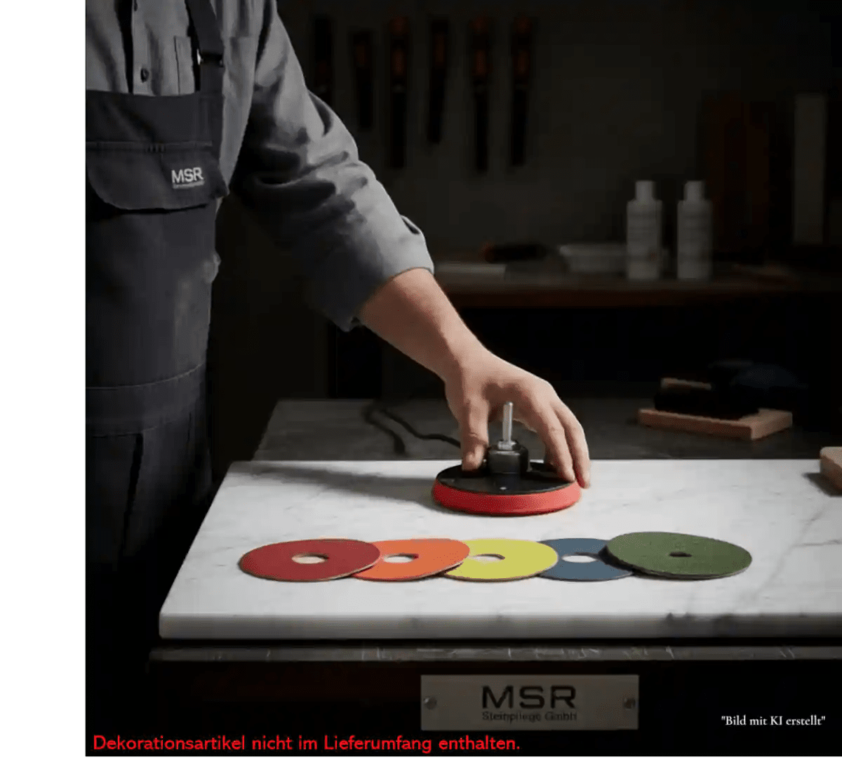 Marmor Kratzerentfernung - Komplettset "M" 125mm - Marmor polieren MSR Steinpflege GmbH Marmor Kratzerentfernung - Komplettset "M" 125mm - Marmor polieren MSR Steinpflege GmbH
