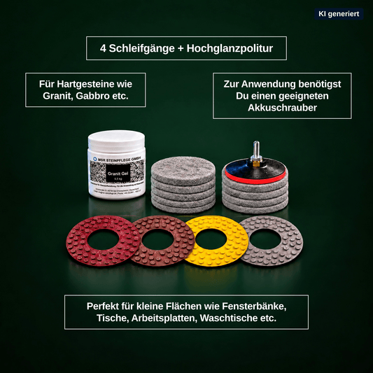 Granit Schleifen & Polieren Set Pro 1 – Für starke Kratzer & Profi-EinsatzMSR Steinpflege GmbH