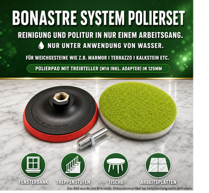 Politur und Pflege von Marmor, Travertin, Terrazzo, Kalkstein - Bonastre System Polier Set 125mm