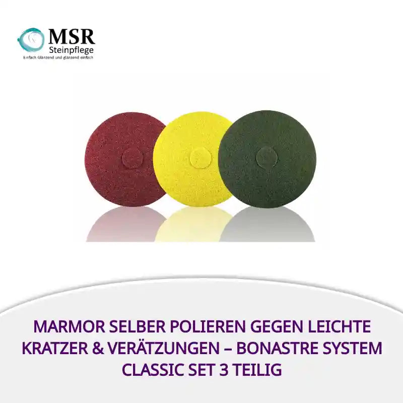 Marmor selber polieren gegen leichte Kratzer & Ver&auml;tzungen &ndash; Bonastre System Classic Set 3 teilig by@Outfy
